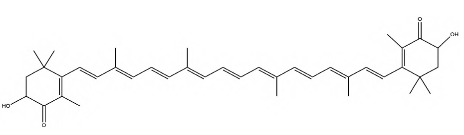 Structural formula of astaxanthin